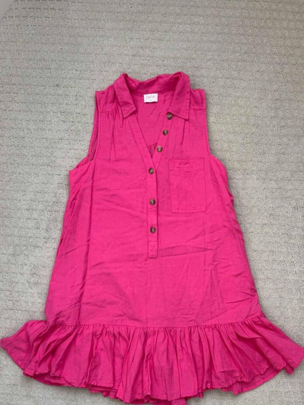 FATE Pink Linen Blend Mini Dress - Picture 2 of 6